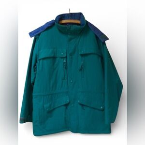 LL Bean Mens Large Regular Green Outdoor‎ Coat Hooded Utility Jacket Vintage